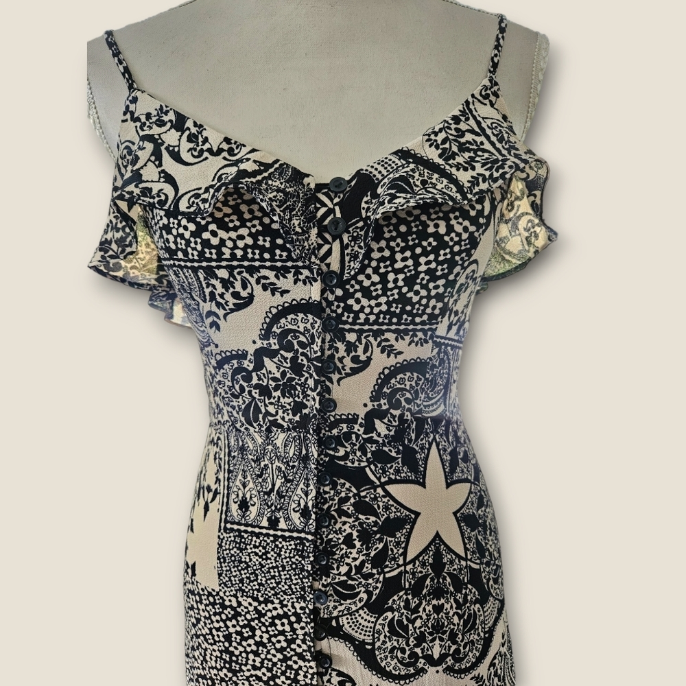 Black & Cream Pattern Maxi Dress - Picture 3 of 6